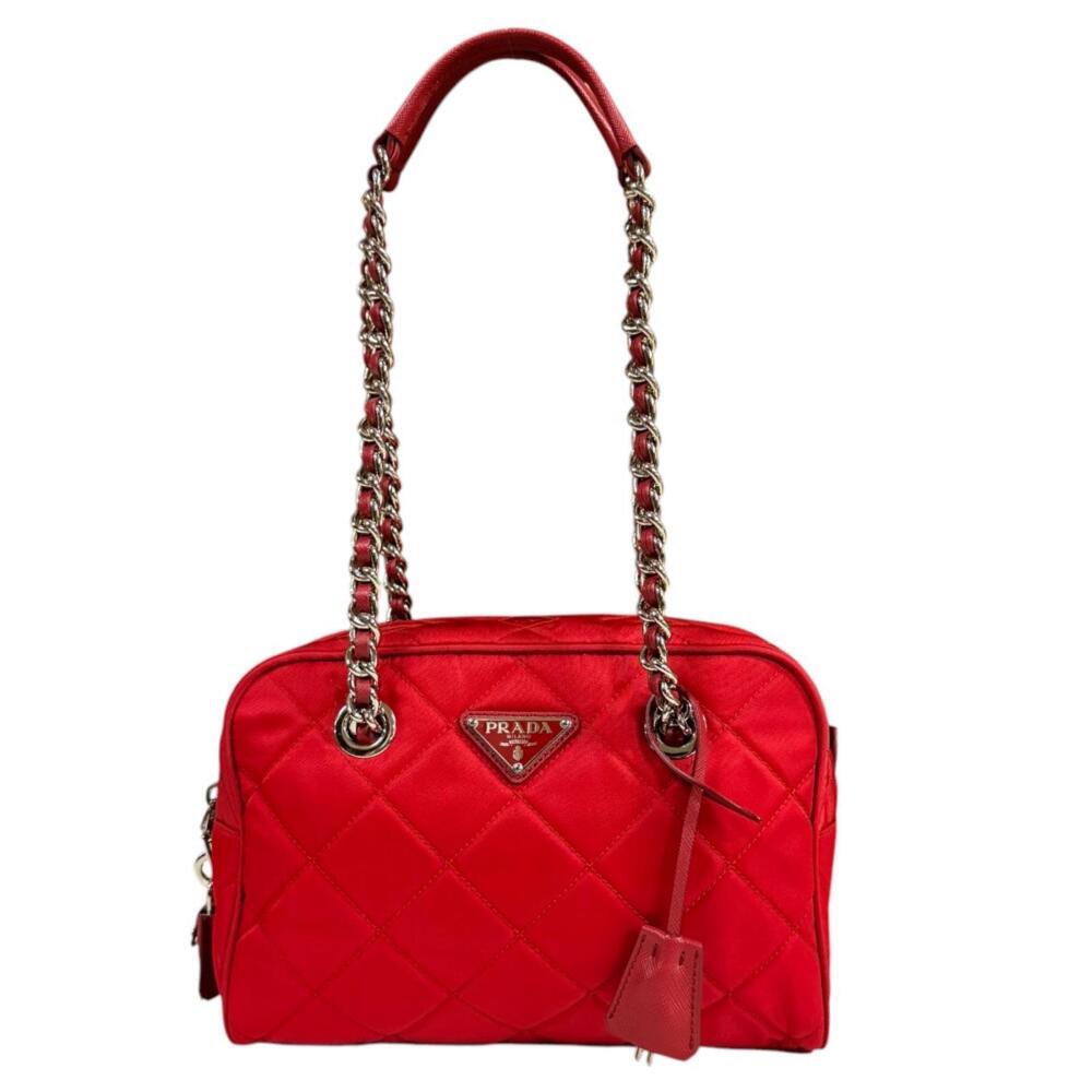 Prada Double Chain Shoulder Bag Red
